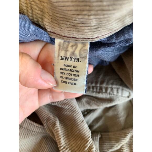 Jos. A. Bank Men's High Rise Corduroy Straight Cropped Pant Beige Size 36/29 - Picture 4 of 5